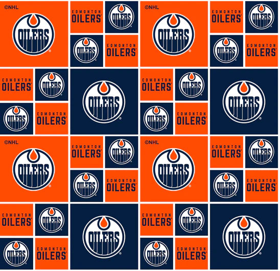 Edmonton Oilers 100% Cotton Licensed Fabric Geometric