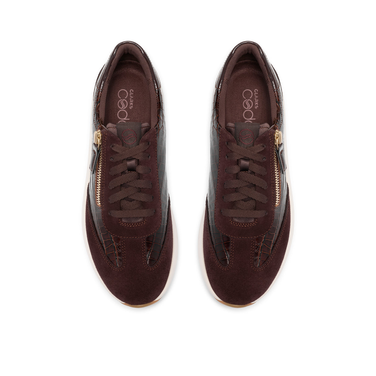 Clarks Women's Code R Run Dark Brown Combi Sneakers