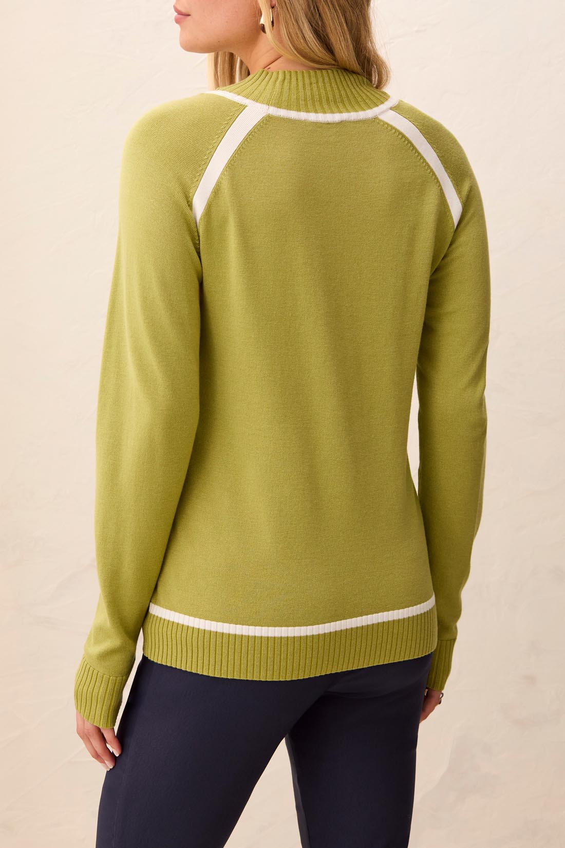 Tribal Women's LS Mock Neck Tipping Detail Sweater