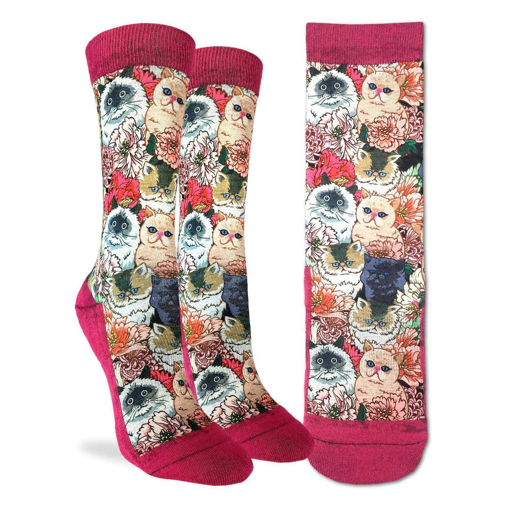 Good Luck Sock Women's Floral Cats Socks