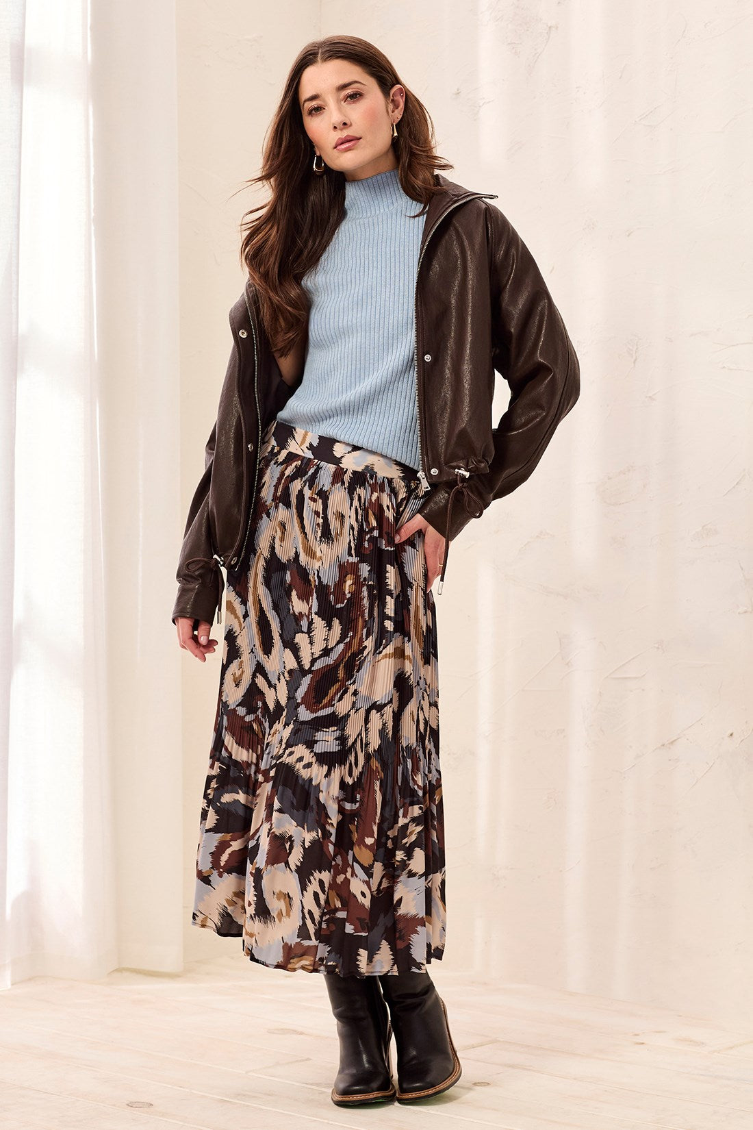 Tribal Women's Flowy Plisse Printed Skirt
