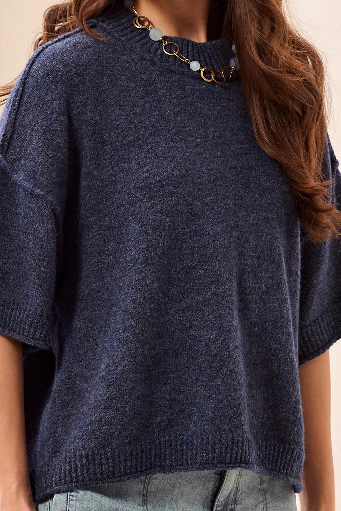 Tribal Women's Lightweight Drop Shoulder Elbow Sleeve Sweater