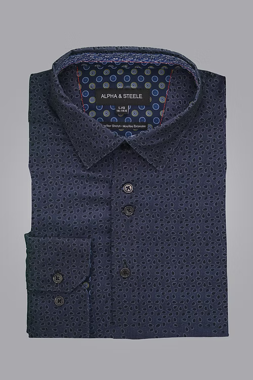 Alpha & Steele Men's Printed Microfibre Dress Shirt