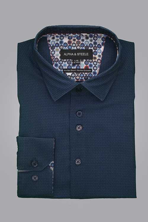 Alpha & Steele Men's Printed Microfibre Dress Shirt