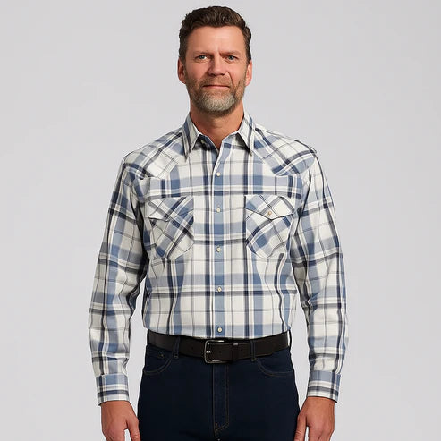 MWG Men's Plaid Longsleeve Snap Shirt