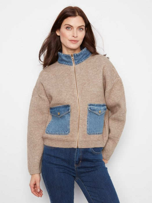 Charlie B Women's Long Sleeve Zipped Sweater Jacket