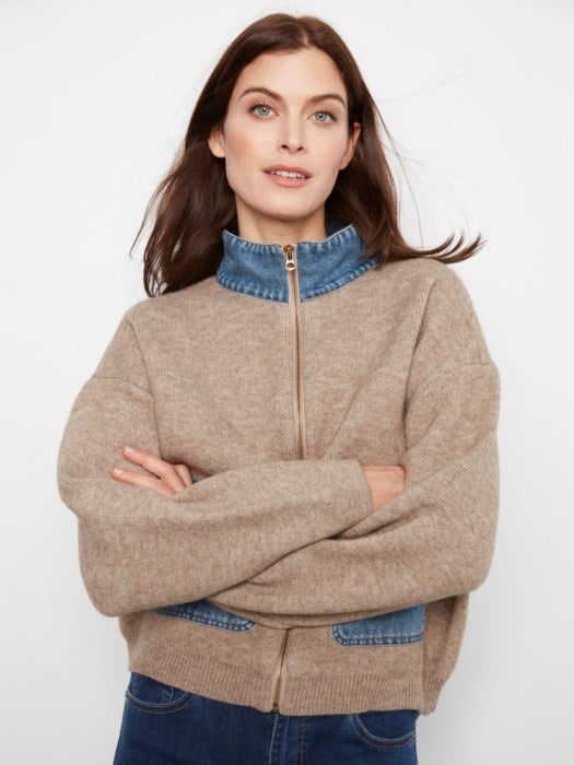Charlie B Women's Long Sleeve Zipped Sweater Jacket
