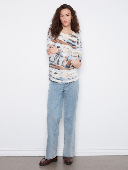 Charlie B Women's LS Drop Shoulder Reversible Crew Sweater