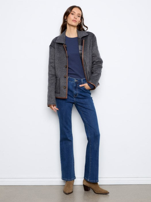 Charlie B Women's Reversible Plaid Leather Binding Jacket