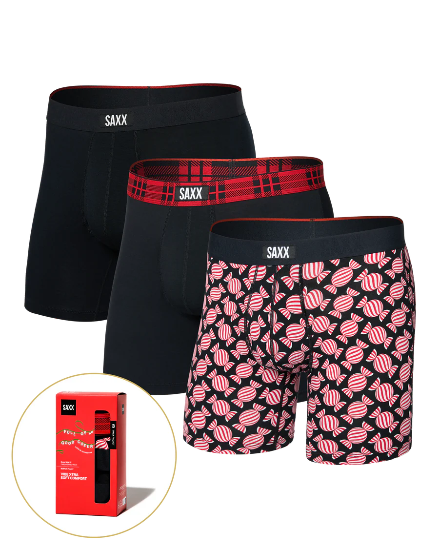 Saxx Men's Vibe Xtra Soft Comfort Boxer Brief Fly 3-Pack