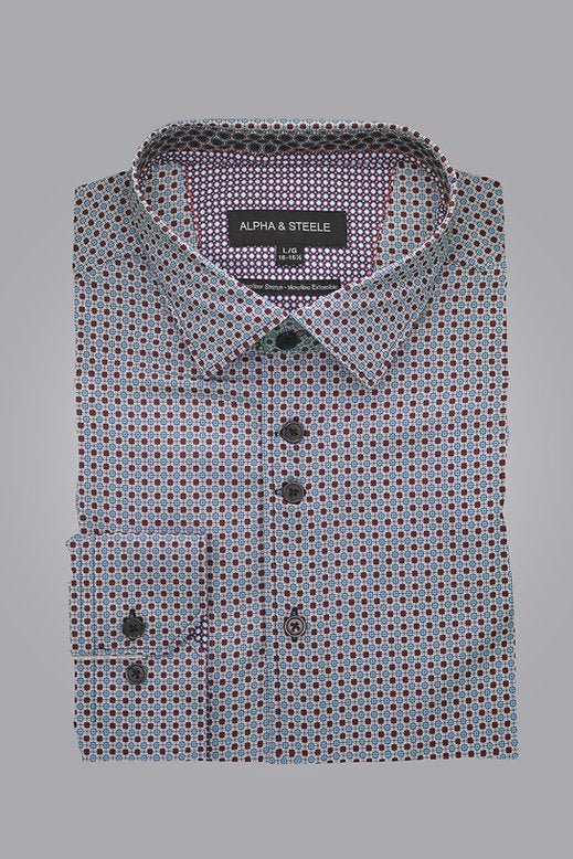 Alpha & Steele Men's Printed Microfibre Dress Shirt - A&M Clothing & Shoes - Westlock