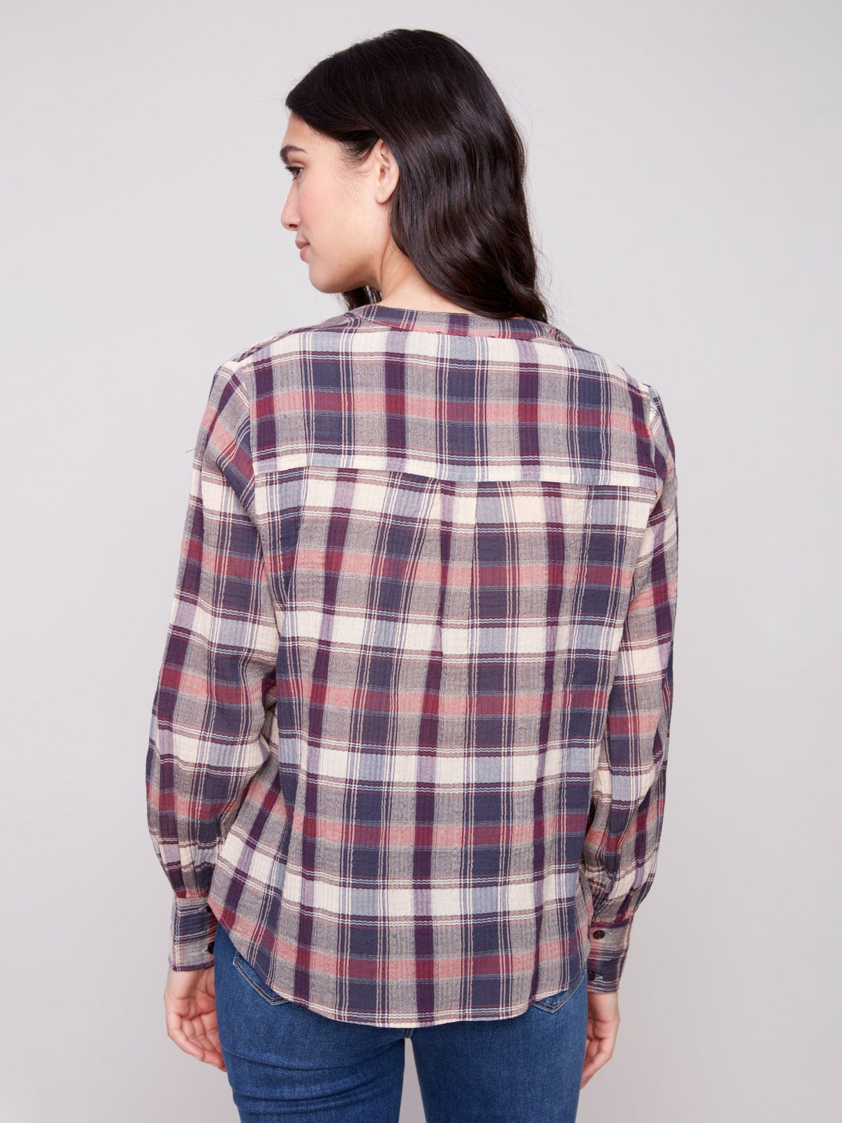 Charlie B Women's Bubble Plaid Button Down Shirt - A&M Clothing & Shoes - Westlock