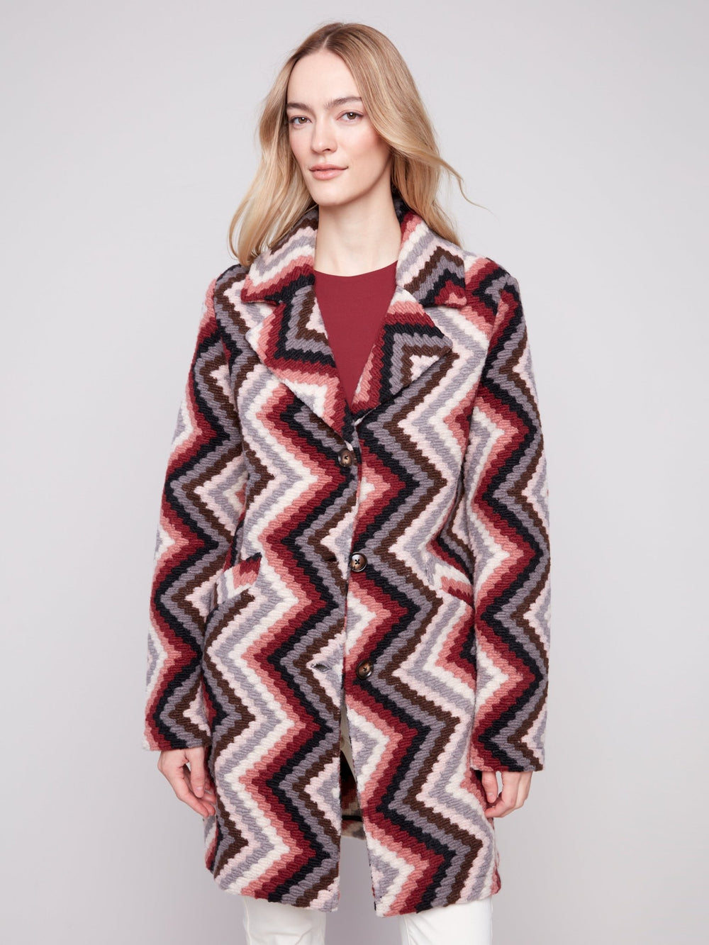 Charlie B Women's Crochet Button Up Long Coat - A&M Clothing & Shoes - Westlock