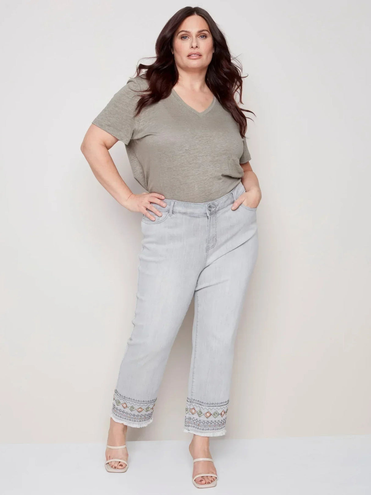 Charlie B Women's Embroidered Jeans Plus - A&M Clothing & Shoes - Westlock