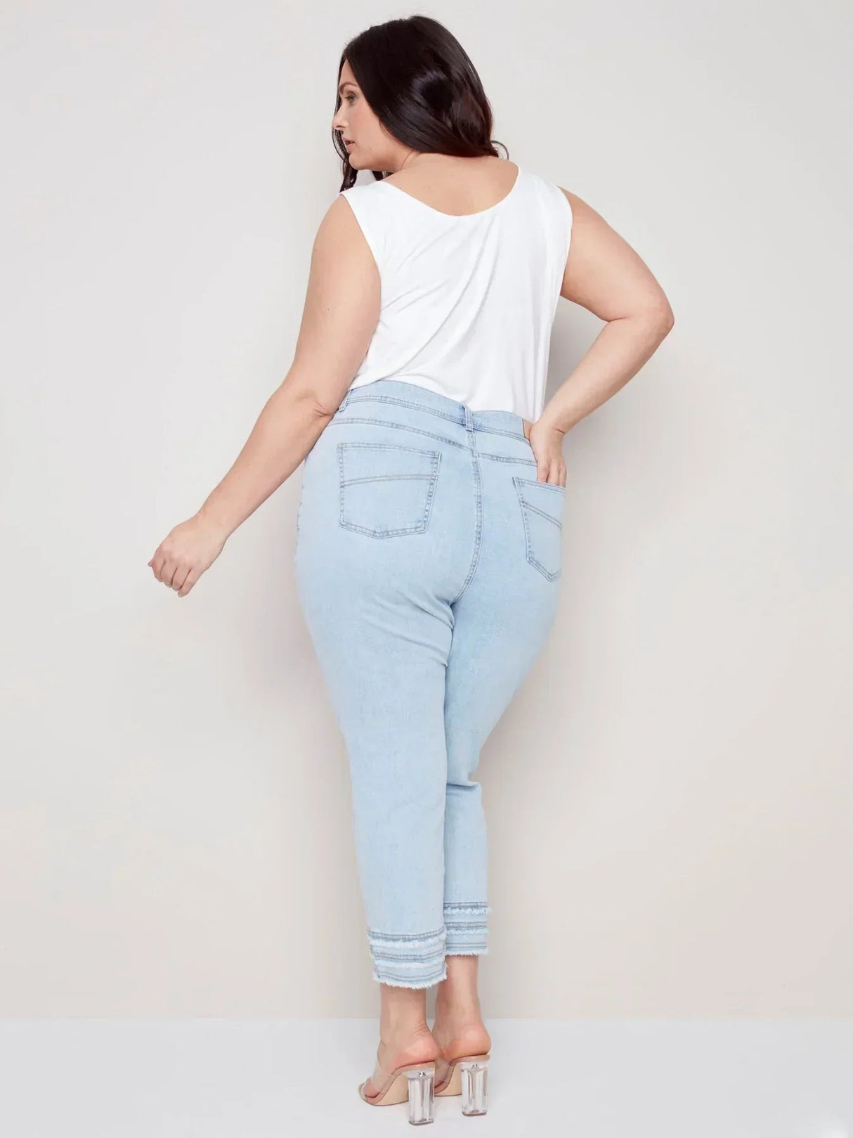 Charlie B Women's Frayed Ankle Jean Plus - A&M Clothing & Shoes - Westlock