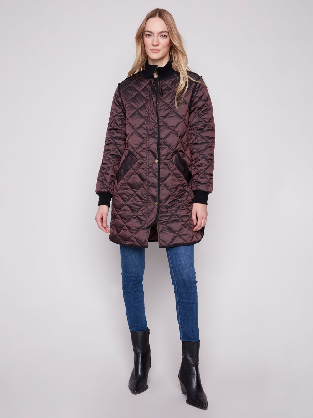 Charlie B Women's Long Quilted Puffer Jacket - A&M Clothing & Shoes - Westlock