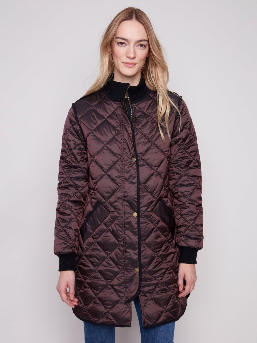 Charlie B Women's Long Quilted Puffer Jacket - A&M Clothing & Shoes - Westlock