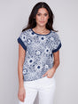 Charlie B Women's Printed Combo Top - A&M Clothing & Shoes - Westlock