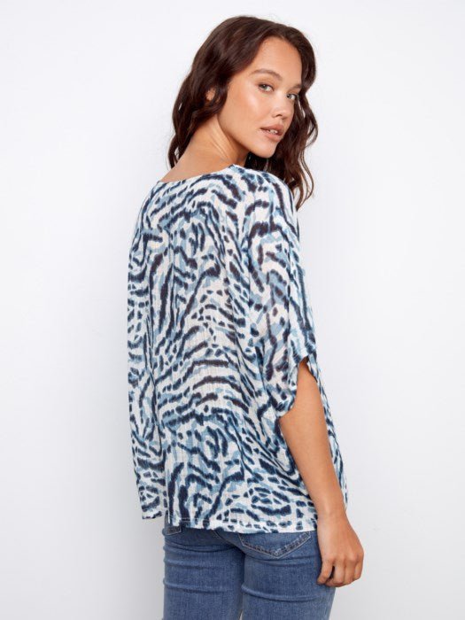 Charlie B Women's Printed Dolman Cotton Blouse - A&M Clothing & Shoes