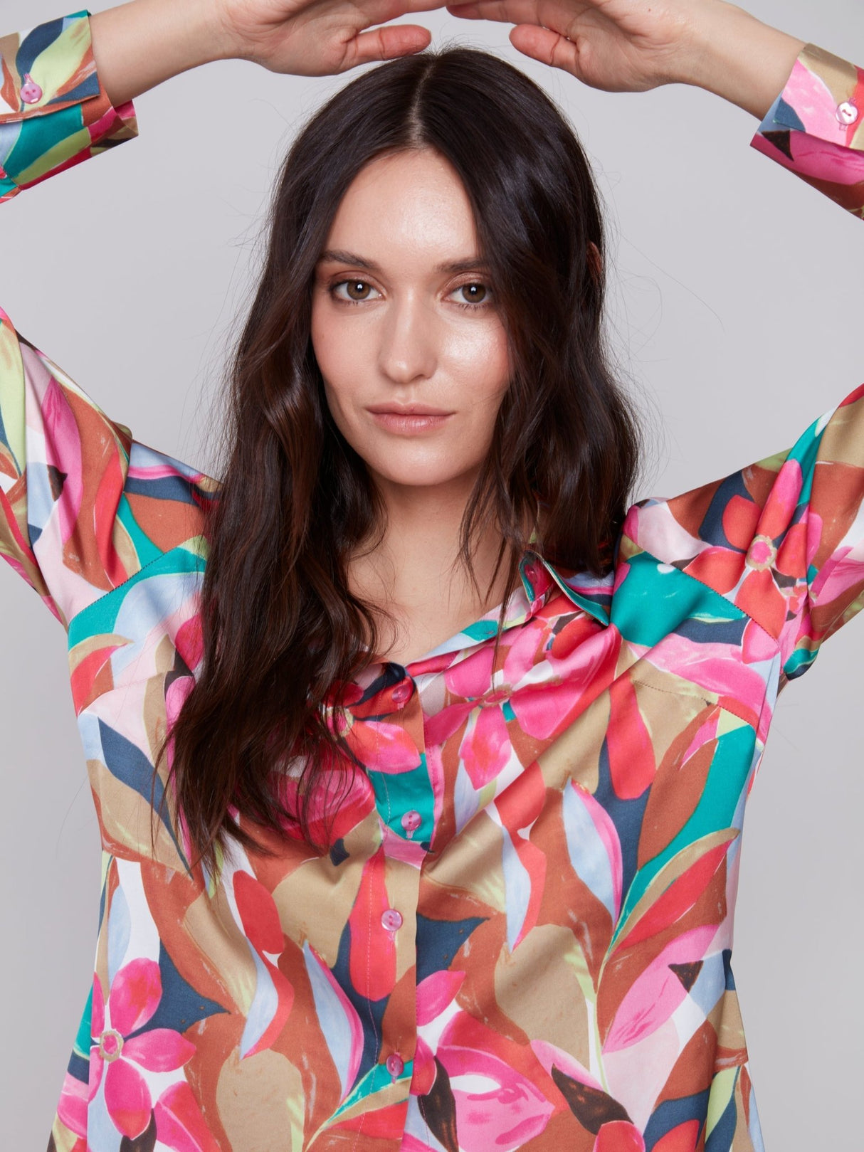 Charlie B Women's Printed Satin Shirt - A&M Clothing & Shoes - Westlock