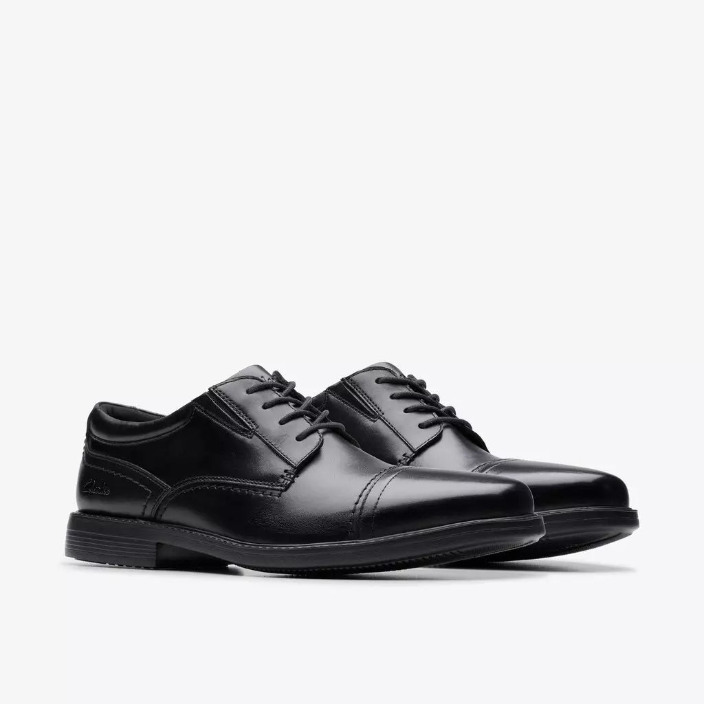 Clarks Men's Dresslite Cap Black Leather Dress Shoes - A&M Clothing & Shoes