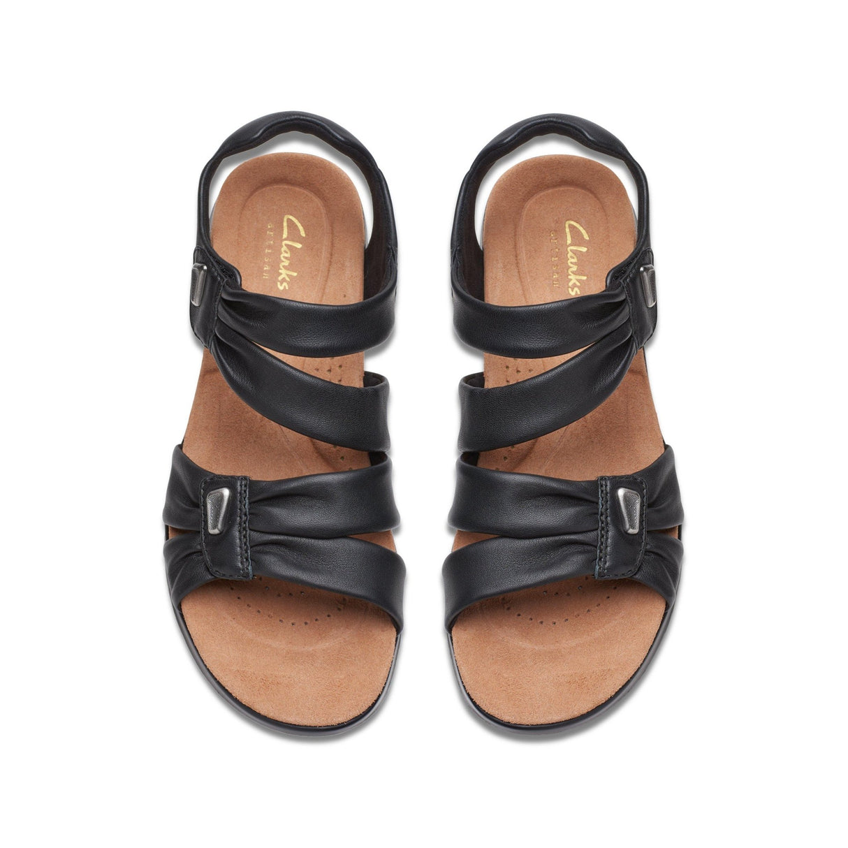Clarks Women's Kitly Ave Black Leather Sandals - A&M Clothing & Shoes - Westlock