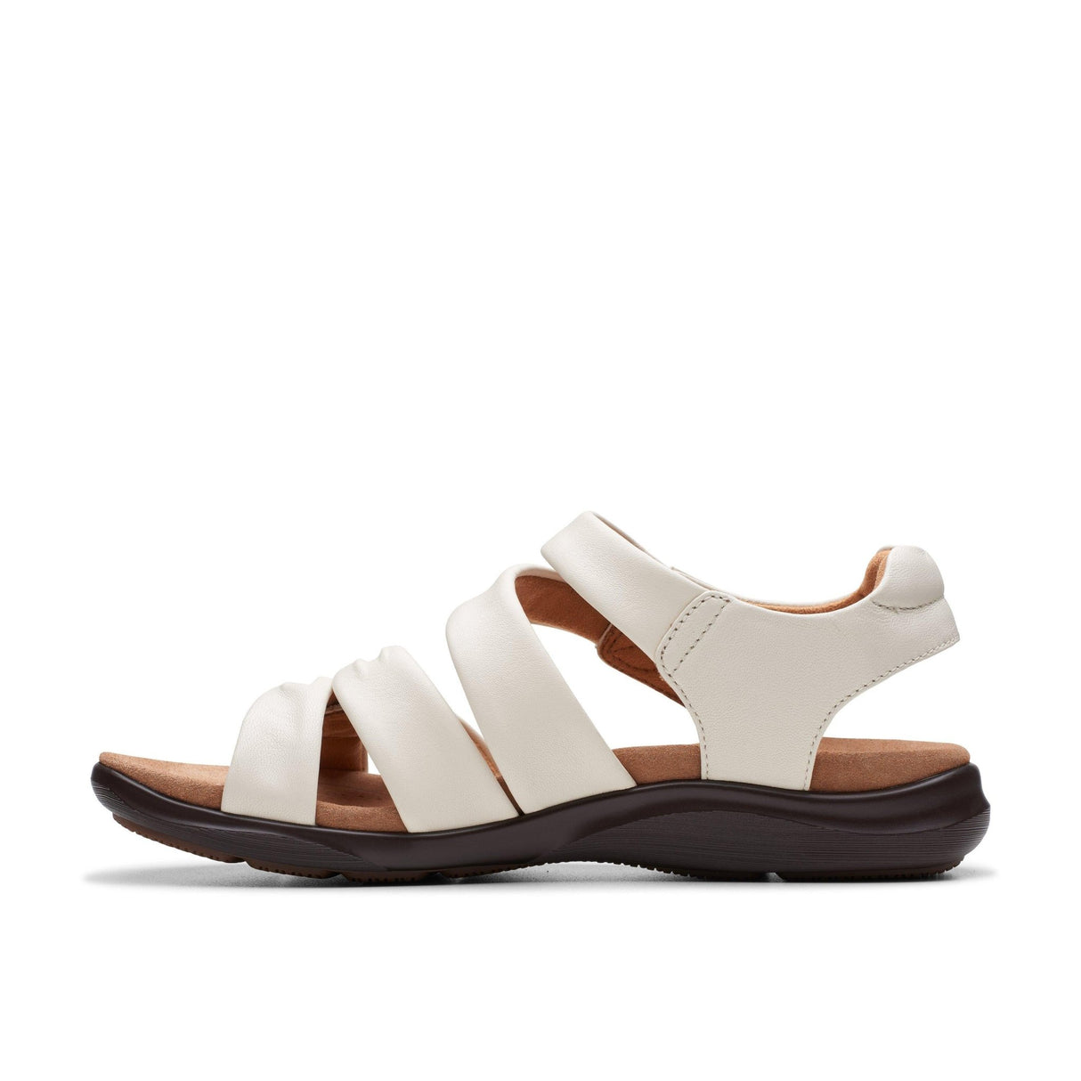 Clarks Women's Kitly Ave Off White Leather Sandals - A&M Clothing & Shoes - Westlock