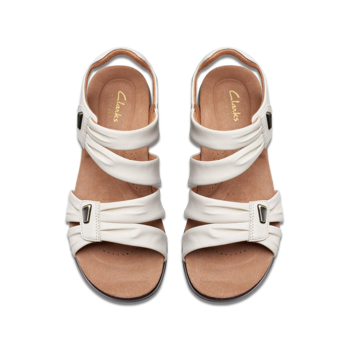 Clarks Women's Kitly Ave Off White Leather Sandals - A&M Clothing & Shoes - Westlock