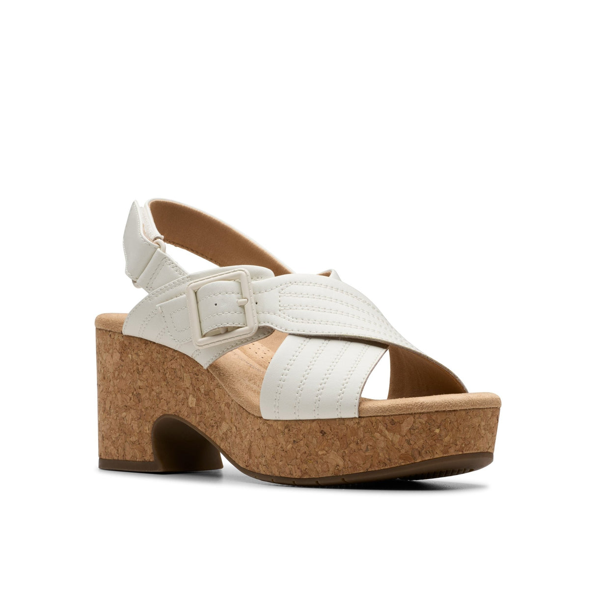 Clarks Women's Nerisa West White Leather Sandals - A&M Clothing & Shoes - Westlock