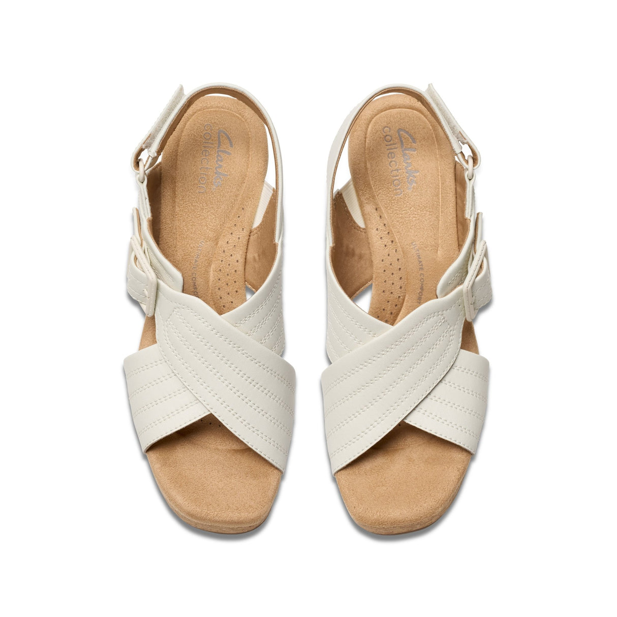 Clarks Women's Nerisa West White Leather Sandals - A&M Clothing & Shoes - Westlock