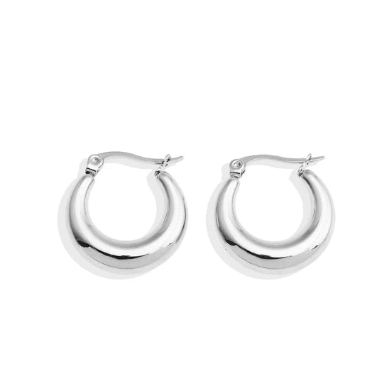 Hackney Nine Amber - Messina Chunky Hoop Silver Earrings - A&M Clothing & Shoes - Westlock