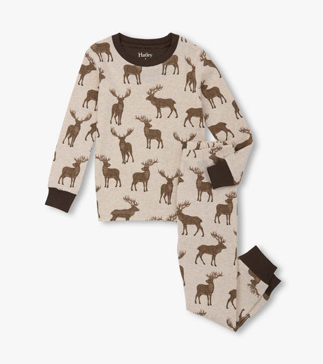 Hatley Kids/Youth Boys Pine Brush Stags Cotton PJ Set - A&M Clothing & Shoes - Westlock