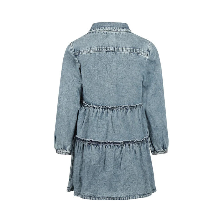 Koko Noko Kids Girls Button-Up Long Sleeve Jean Dress