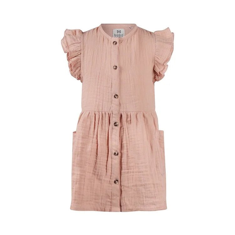 Koko Noko Kids Girls Ruffle Sleeve Button Up Dress - A&M Clothing & Shoes