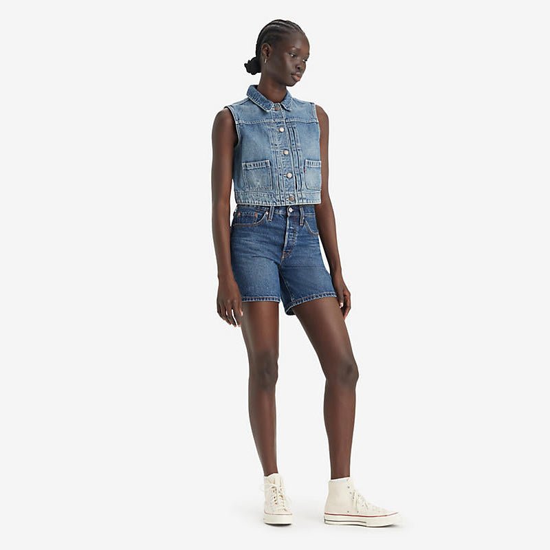 Levi's Women's 501 Mid Thigh Short Pleased To Meet you - A&M Clothing & Shoes - Westlock