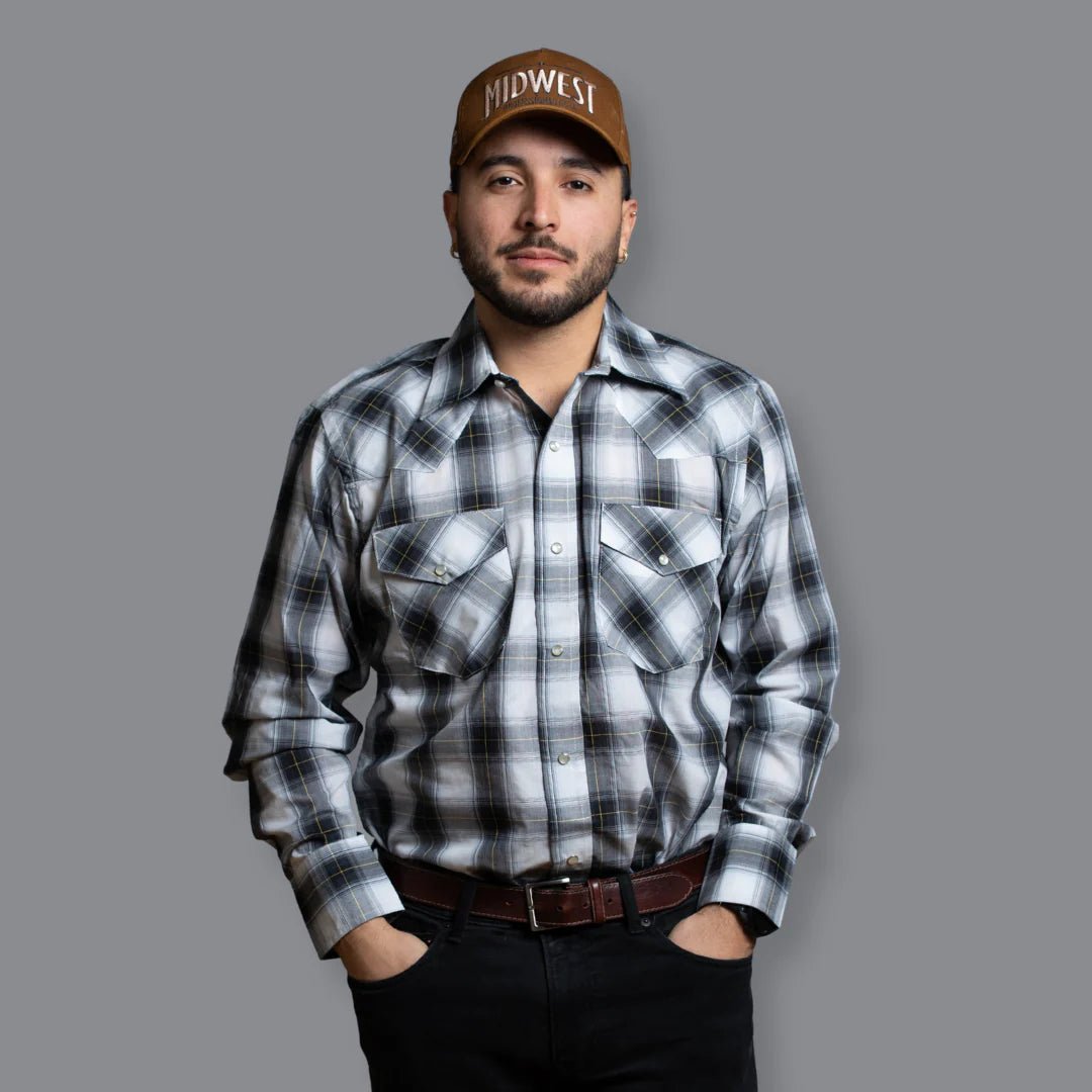 MWG Men's Plaid Longsleeve Snap Shirt - A&M Clothing & Shoes