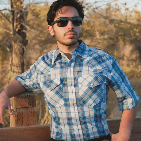 MWG Men's Plaid Short Sleeve Snap Shirt - A&M Clothing & Shoes - Westlock