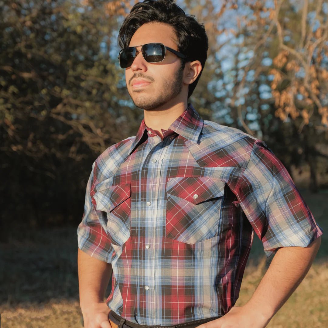MWG Men's Plaid Short Sleeve Snap Shirt - A&M Clothing & Shoes - Westlock