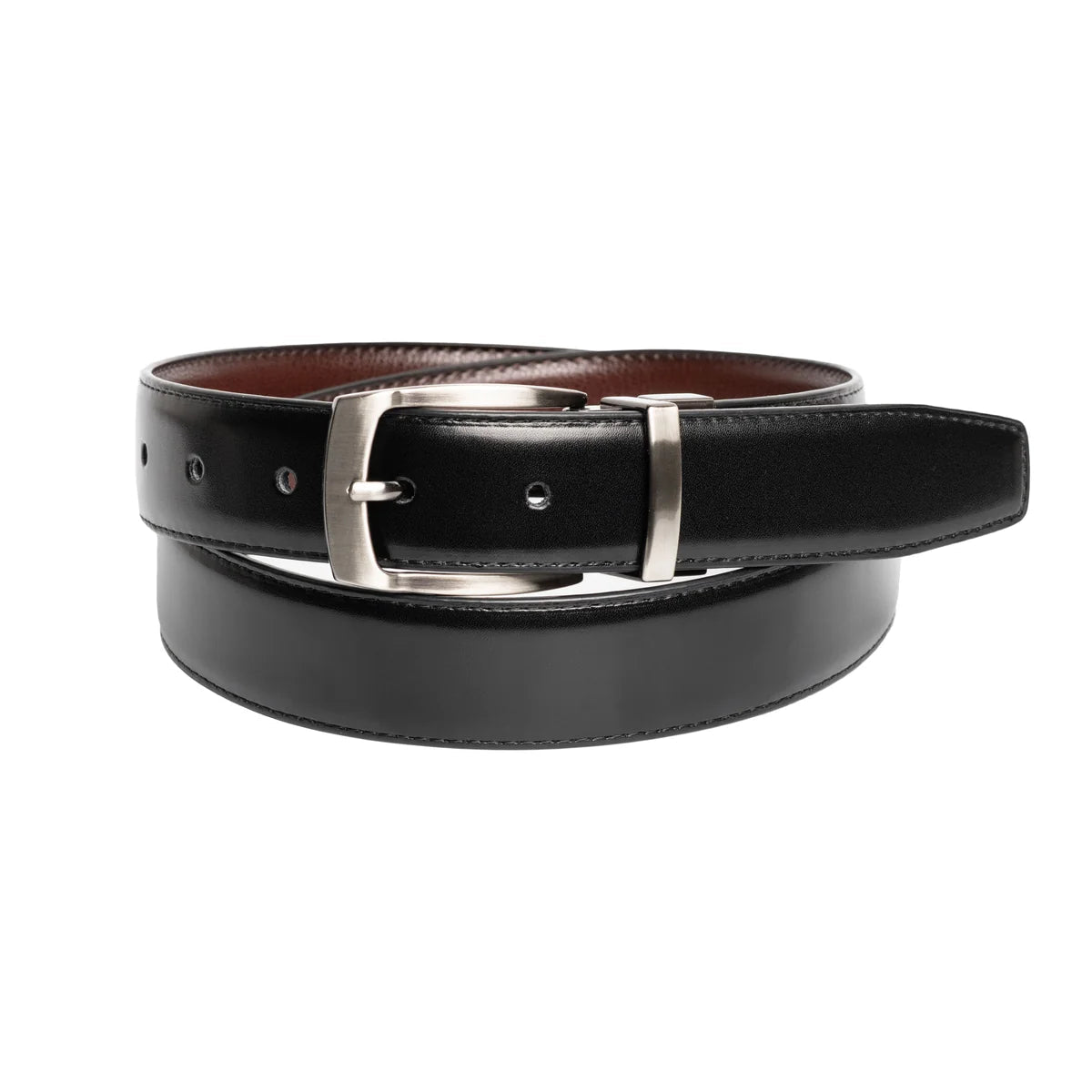 Nick Graham Men's Smooth to Pebble Stitched Reversible Belt - Black/Brown