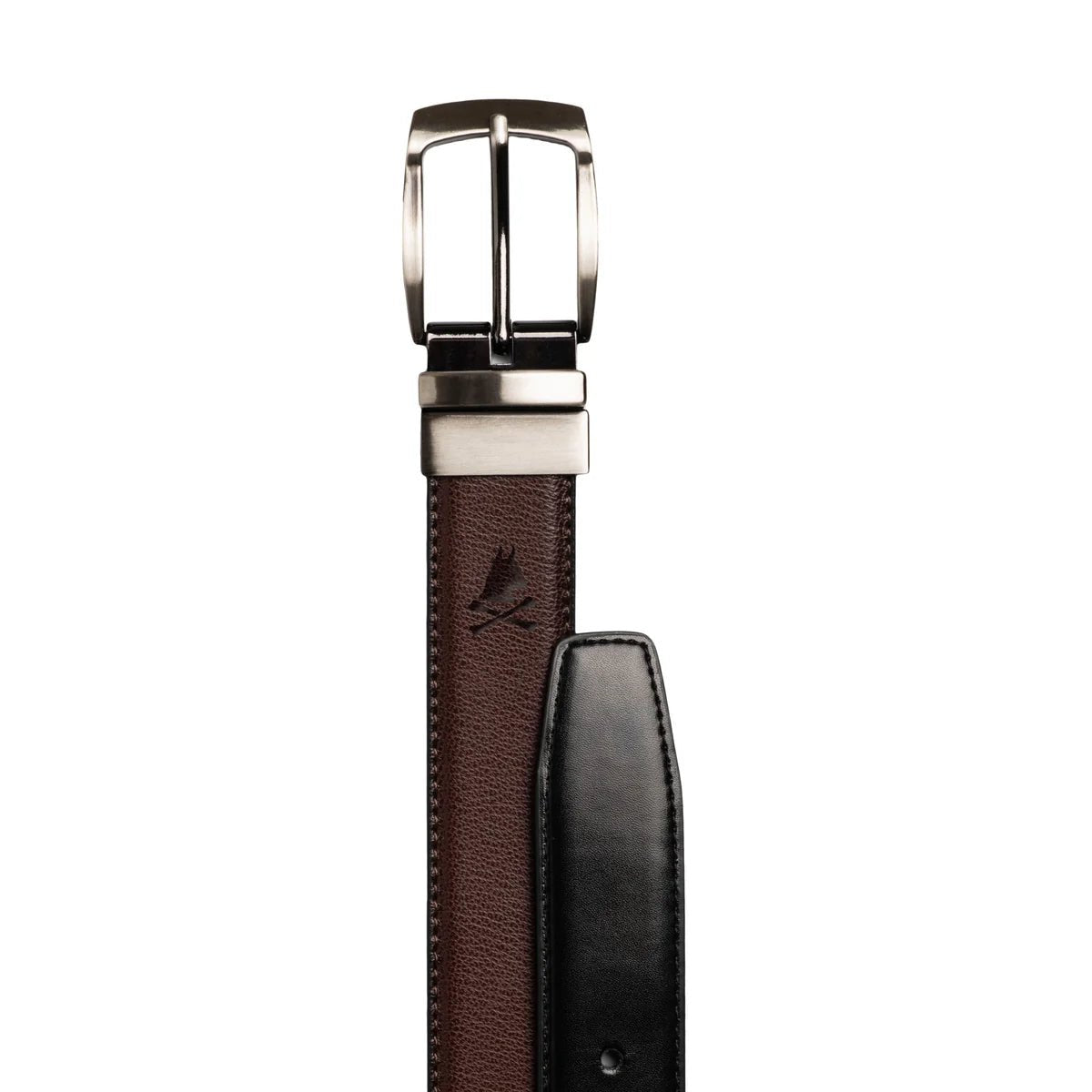 Nick Graham Men's Smooth to Pebble Stitched Reversible Belt - Black/Brown