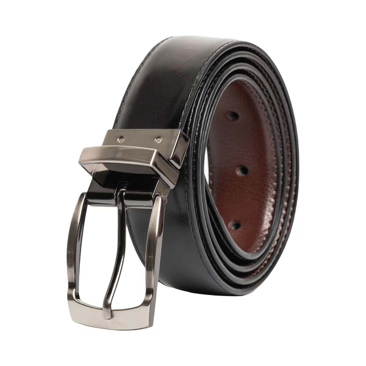 Nick Graham Men's Smooth to Pebble Stitched Reversible Belt - Black/Brown