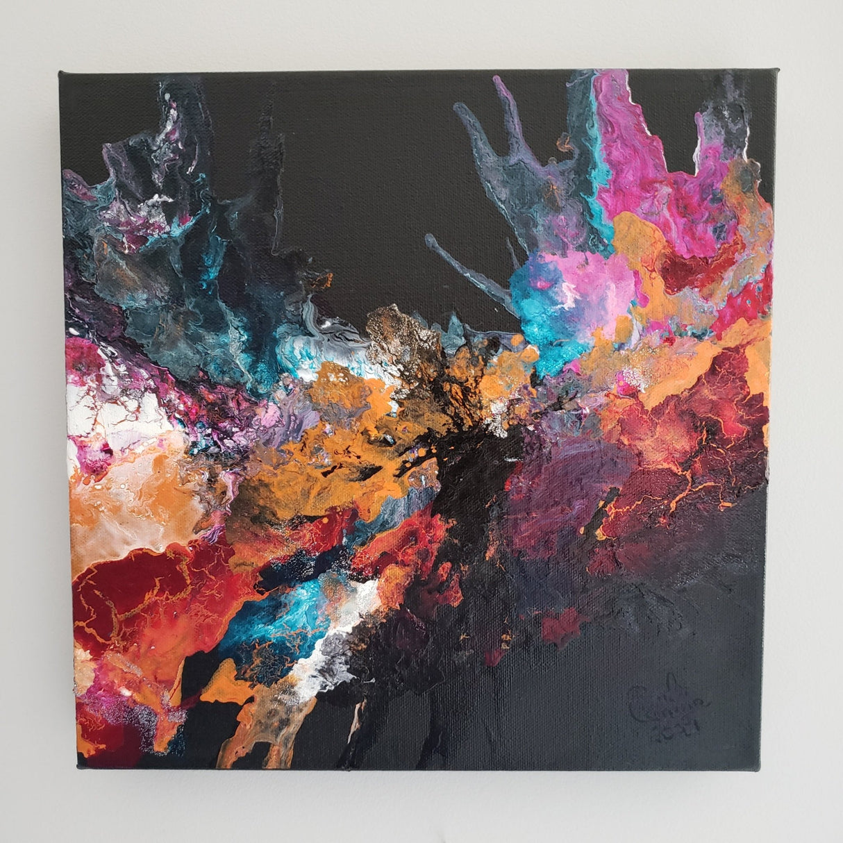 Pamela Carnegie Art 12x12 Black Abstract - A&M Clothing & Shoes