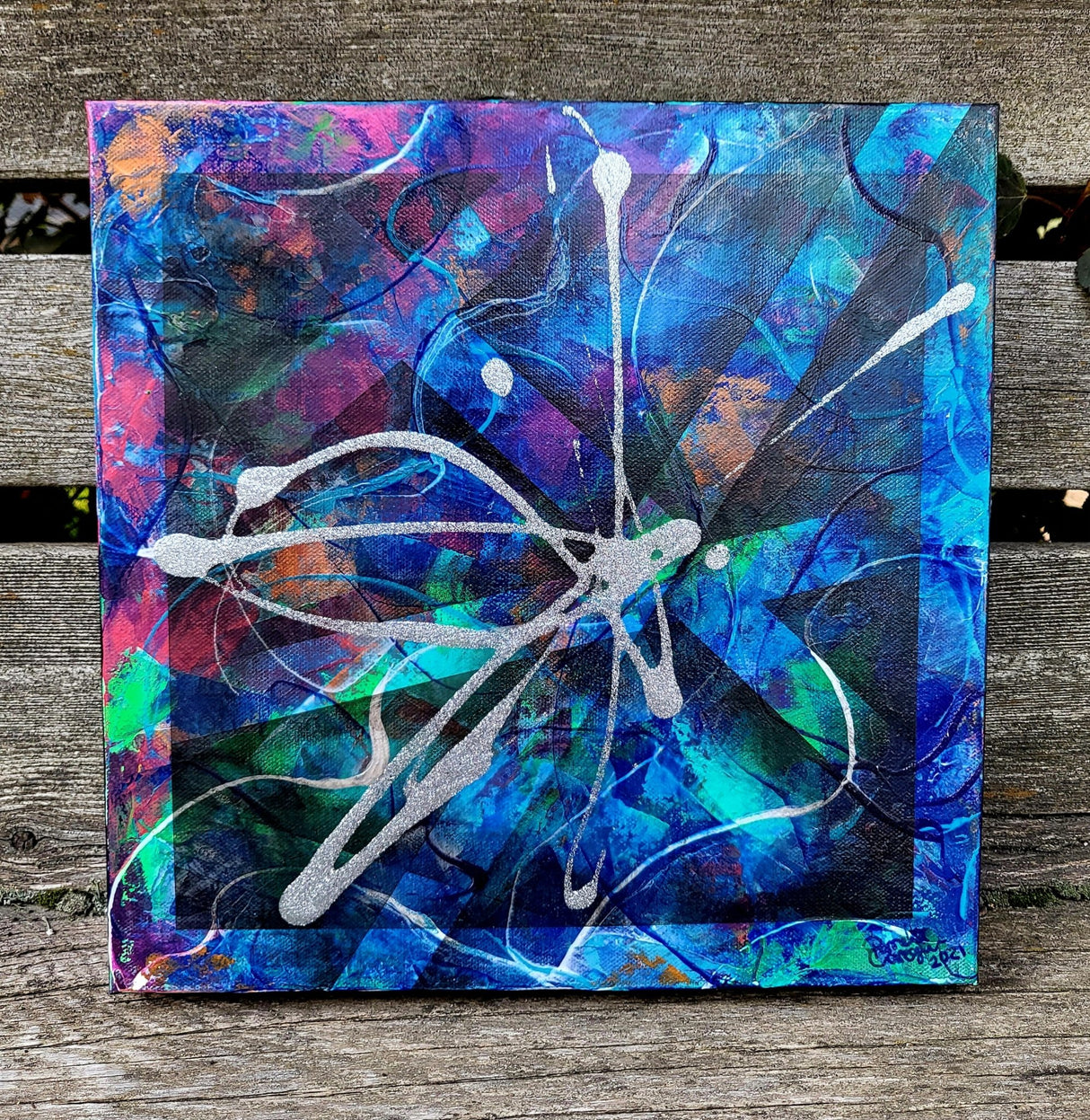 Pamela Carnegie Art 12x12 Blue Abtract - A&M Clothing & Shoes