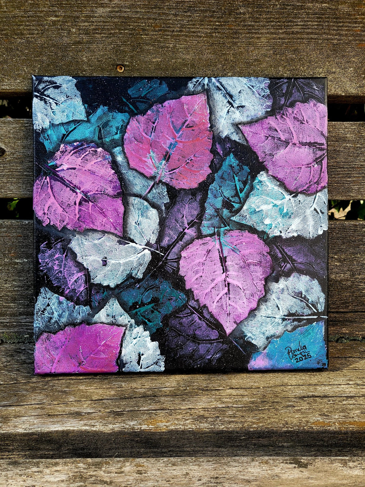 Pamela Carnegie Art 12x12 Pink & Green Swedish Aspen Leaves - A&M Clothing & Shoes