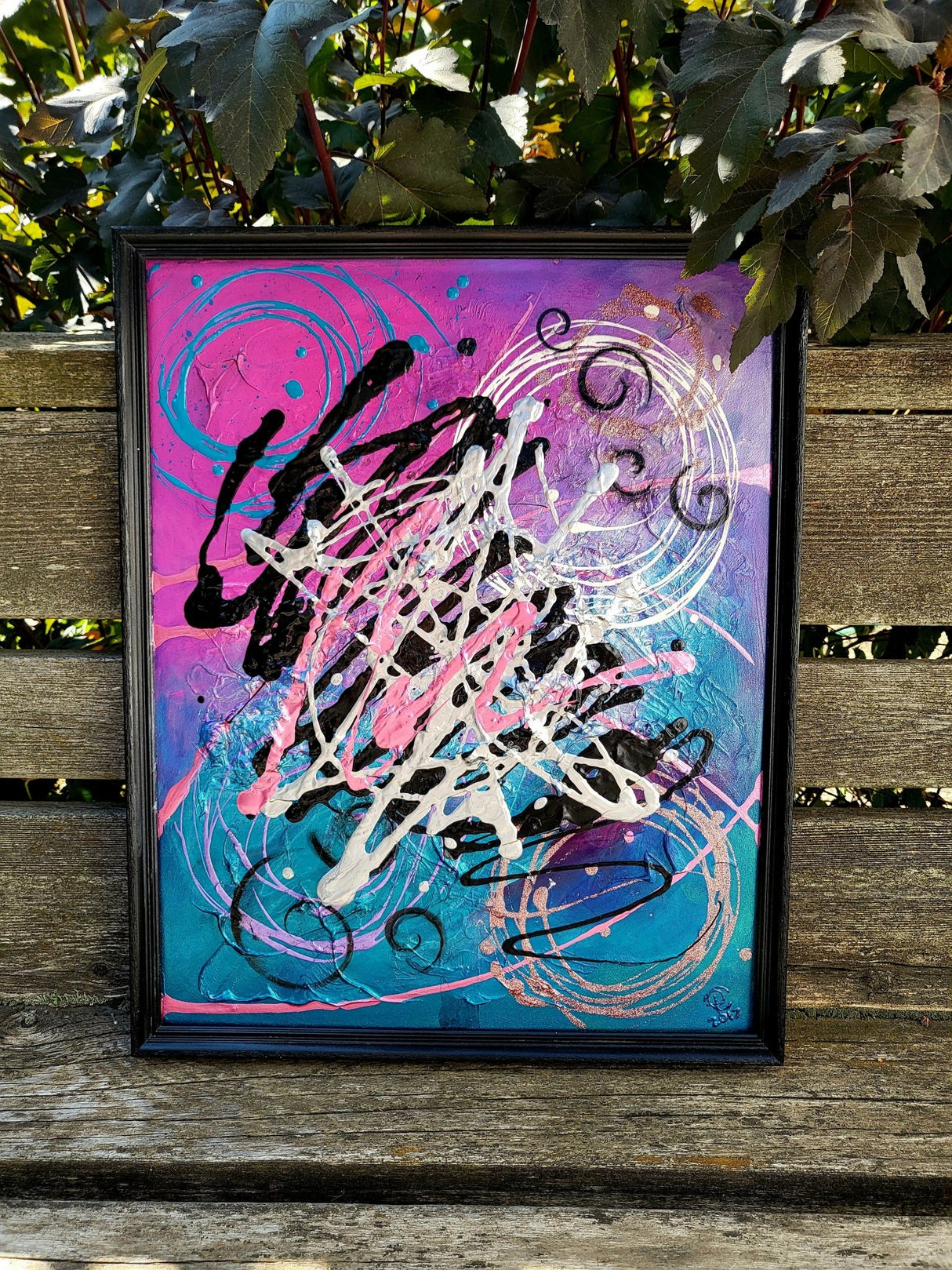 Pamela Carnegie Art 17x21 Framed Metallic Abstract - A&M Clothing & Shoes