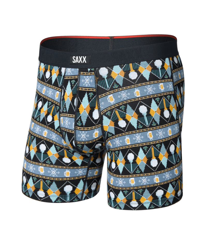 Saxx Men's Vibe Xtra Soft Comfort Boxer Brief Fly - Golf Sweater-Black