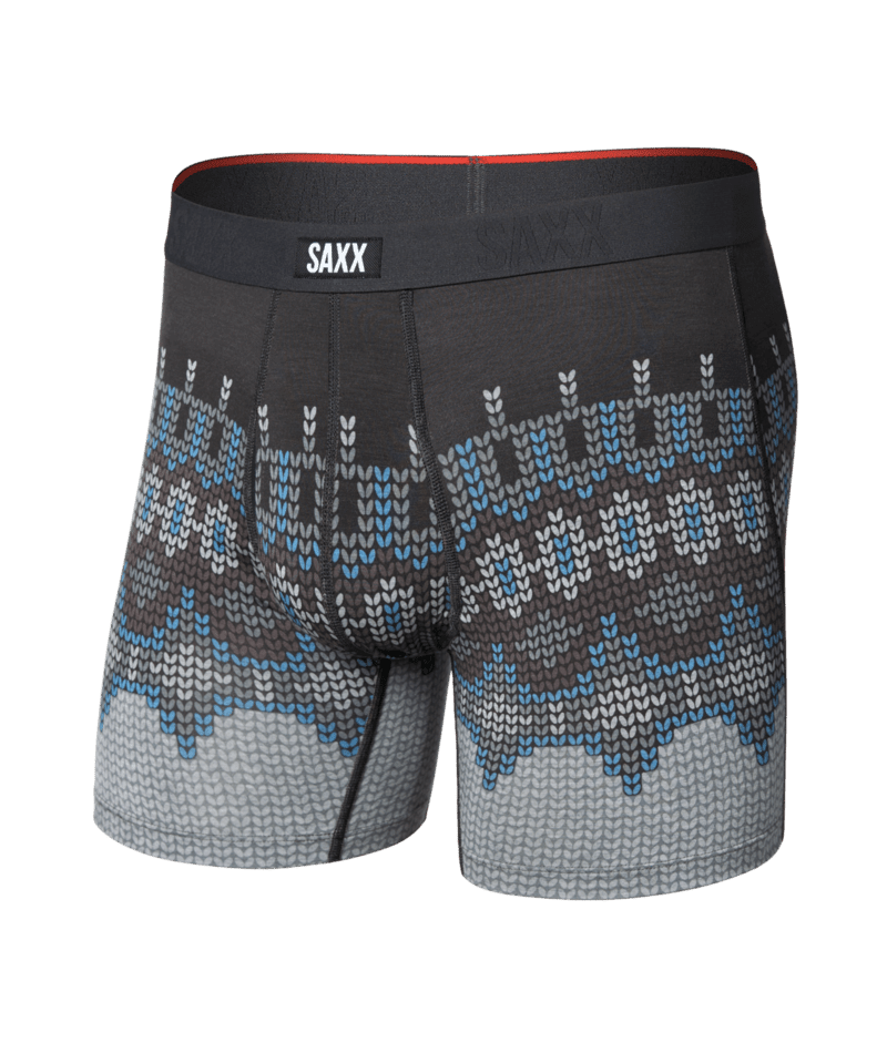 Saxx Men's Vibe Xtra Soft Comfort Boxer Brief Fly - Shetland Stripe-Grey