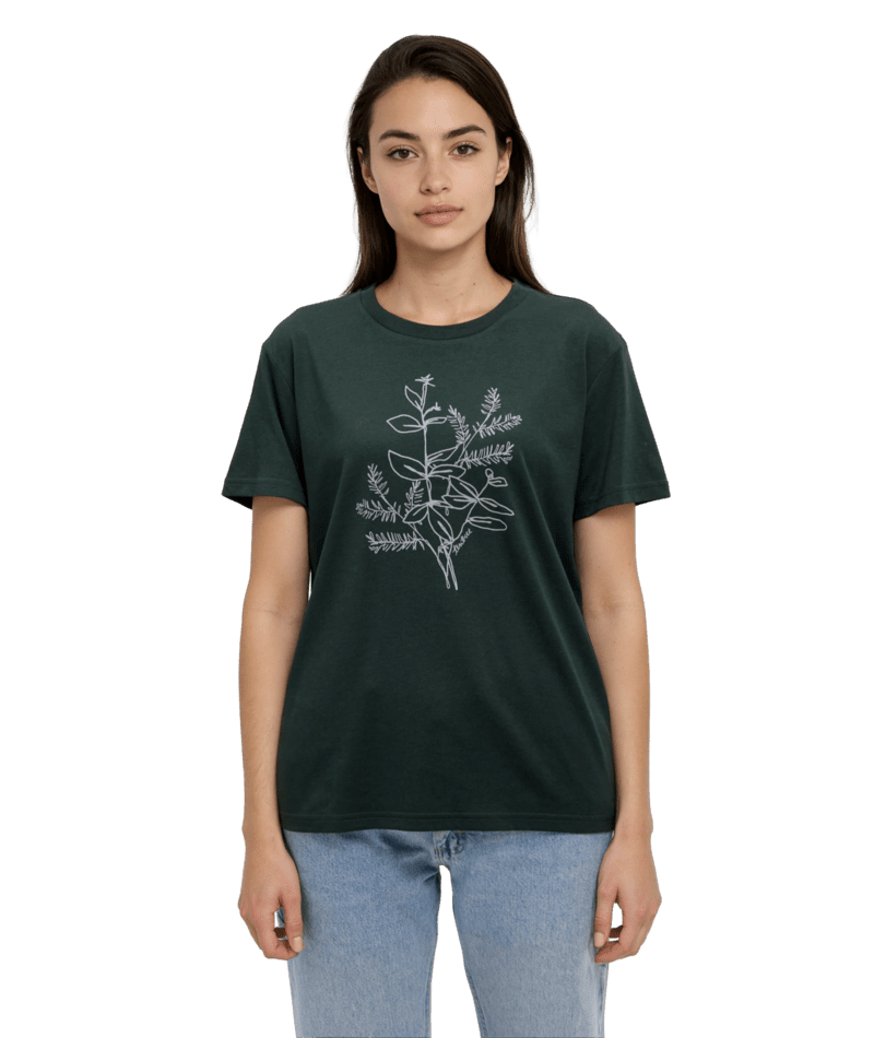 tentree Women's Autumn Flora T-Shirt - Dark Forest