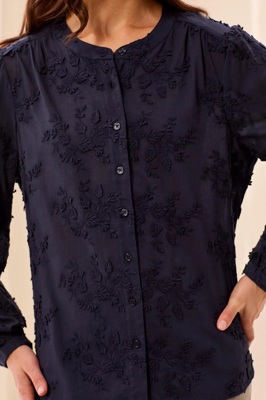 Tribal Women's Long Sleeve Button Front Blouse