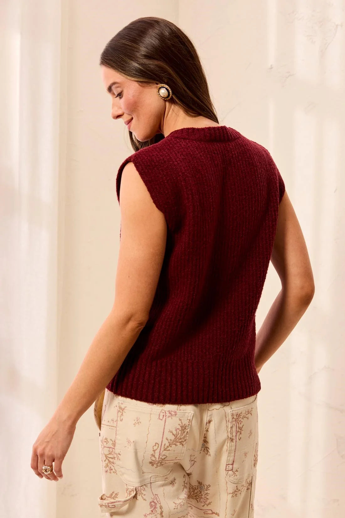 Tribal Women's Split Crew Neck Sweater Vest